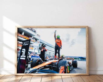 Lando Norris Race Win Poster print: Formula 1 McLaren Canvas Wall Art