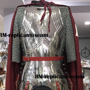 Medieval Knight Reenactment Steel Armour Breastplate with Tassets 18-gauge Steel Silver Adult Size Halloween Costume LARP, Cosplay, Roleplay