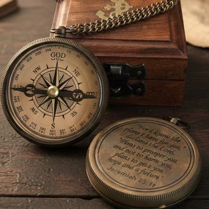 For I Know The Plans I Have For You, Jeremiah 29:11, Solid Brass Directional Engraved Compass, Baptism Gifts for Boys Girls and Graduations