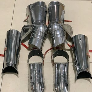 Medieval Gothic Steel Full Leg Armor LARP Renaissance Halloween Costume 18 Gauge steel Cosplay