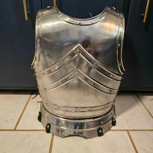 Medieval Armor Breastplate Backplate Silver 18 Gauge Steel - Custom Size