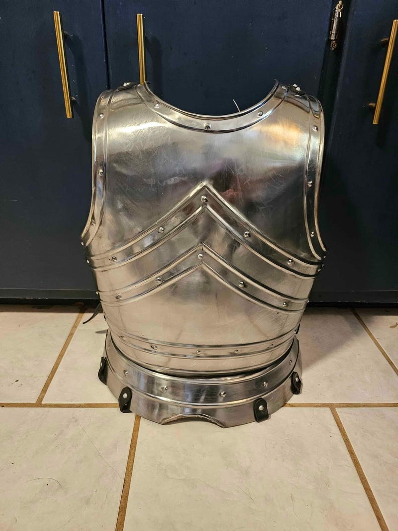 Medieval Armor Breastplate Backplate Silver 18 Gauge Steel - Custom ...