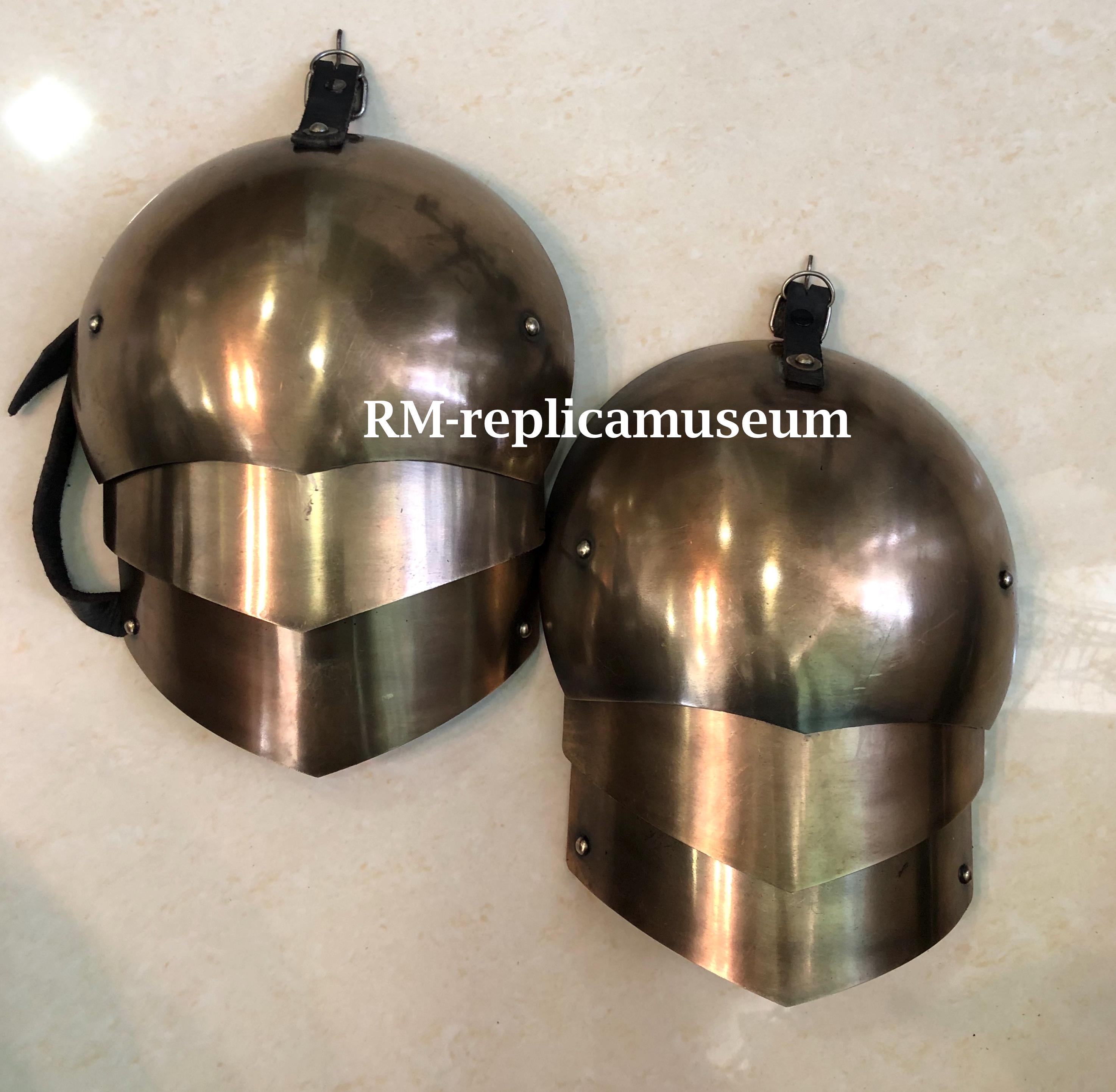 Medieval Pauldron Set Pair Plate Armor Steel Real Adult Size Arm ...