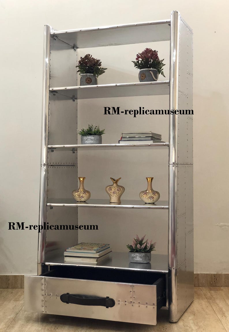 Aviation Aluminum Bookcase Industrial Shelving W/drawer Aircraft Design ...