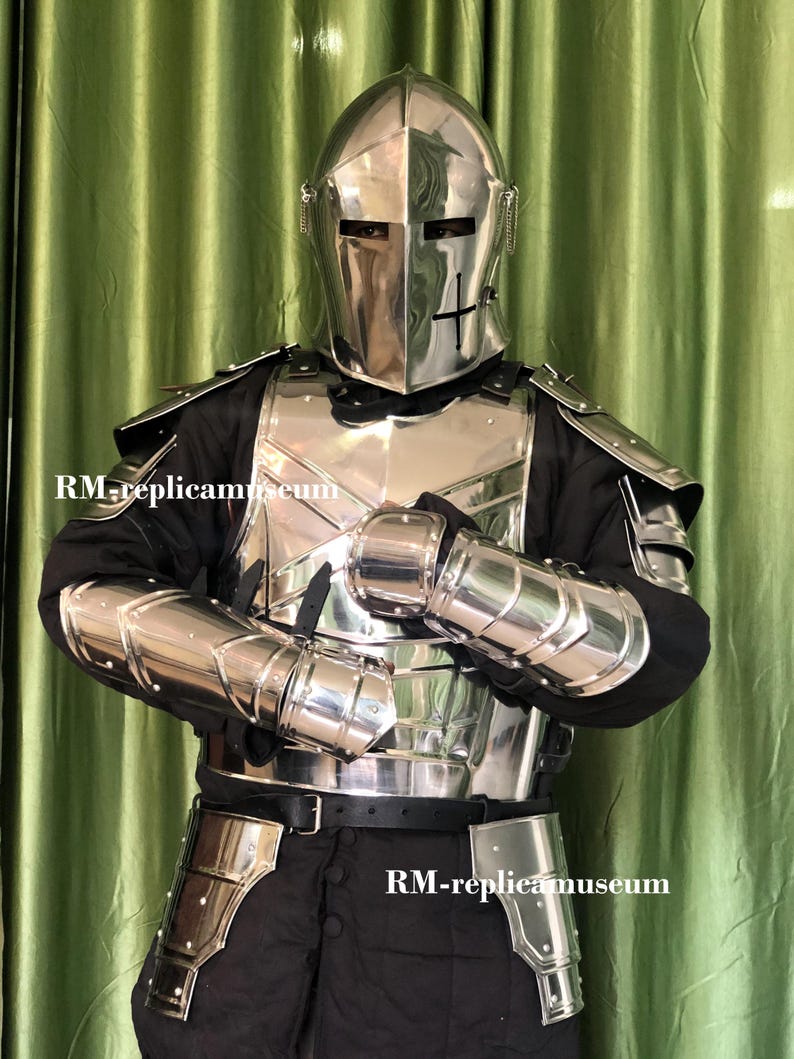 Medieval Knight Full Armor Set 18 Gauge Steel Breastplate Cuirass ...