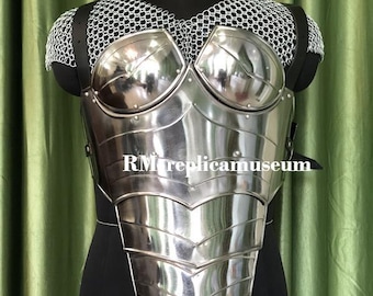 Medieval Steel Lady Armor Steel Corset Breastplate Women's Jacket Cosplay Dress Fantasy LARP Halloween Costume Female Cuirass