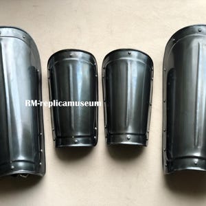 Medieval Pair of Leg Greaves Armor & Steel Arm Guards Set Viking LARP Functional Reenactment Knight Armoury Roleplay Cosplay combat Costume