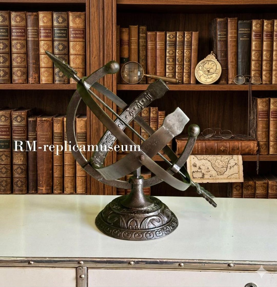 Sundials Library Polished Brass Aluminum Armillary Sundial, Cast Aluminum Classic ...