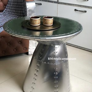 Aluminum Round End Table, Modern Side Table Aviator Mushroom Shape Tea Table Coffee Table, Nightstand, Handmade Minimalistic Corner Table