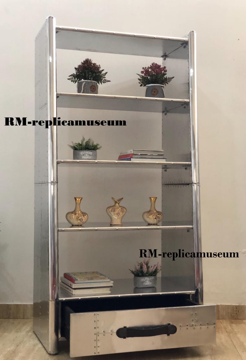 Aviation Aluminum Bookcase Industrial Shelving W/drawer Aircraft Design ...