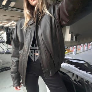 Handmade Lambskin Leather Biker Jacket: Women&#39;s Moto Style Women’s Oversized Vintage 90s Retro Coat