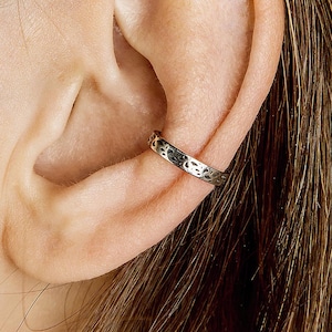 Thin Ornamental Ear Cuff Sterling Silver Unisex Cartilage Earring No Piercing