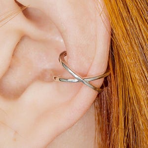 Criss Cross Ear Cuff Kein Piercing – Minimalistischer Sterling Silber Knorpel Ohrring