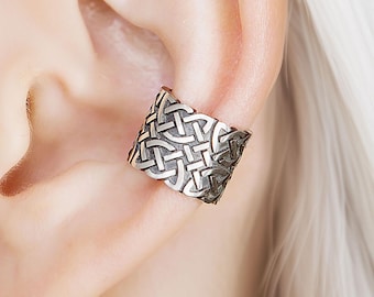 Sterling Silver Celtic Ear Cuff: Viking Style, No Piercing