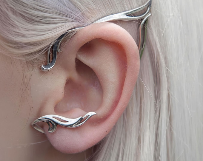 Sterling Silver Elf Ear Cuff: Fantasy Elven Earring, Ren Faire Jewelry