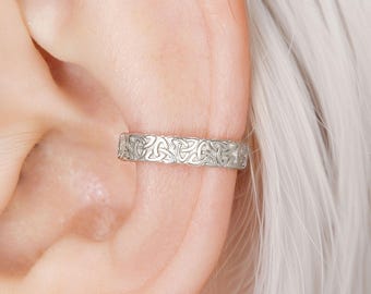 Celtic Triquetra Band Ear Cuff Sterling Silver Cartilage Earring No Piercing Needed Unisex Jewelry