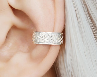 Sterling Silver Celtic Knot Ear Cuff: No Piercing Unisex Jewelry