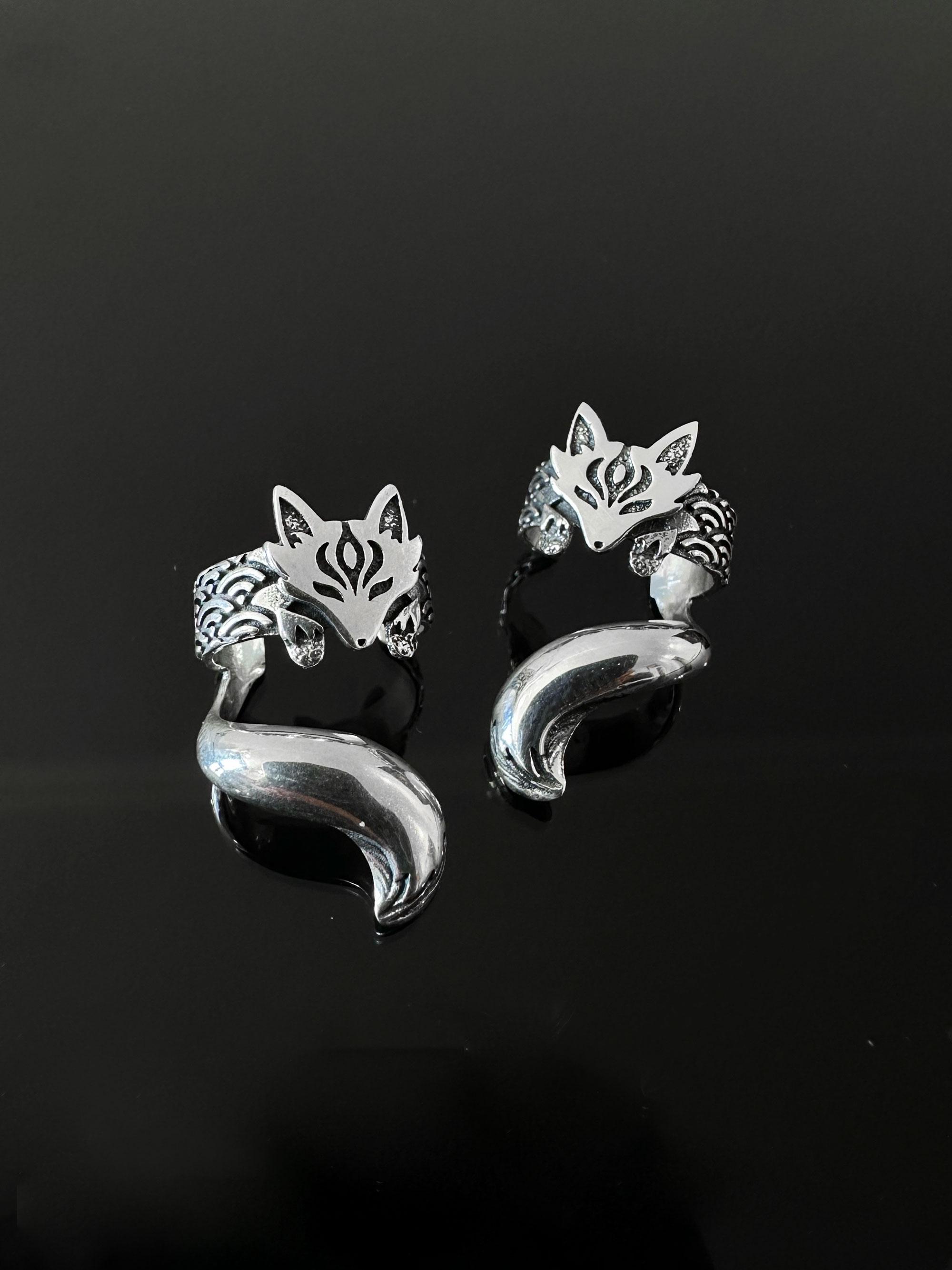 Kitsune Fox Ear Cuff Sterling Silver Cartilage Earring No Piercing