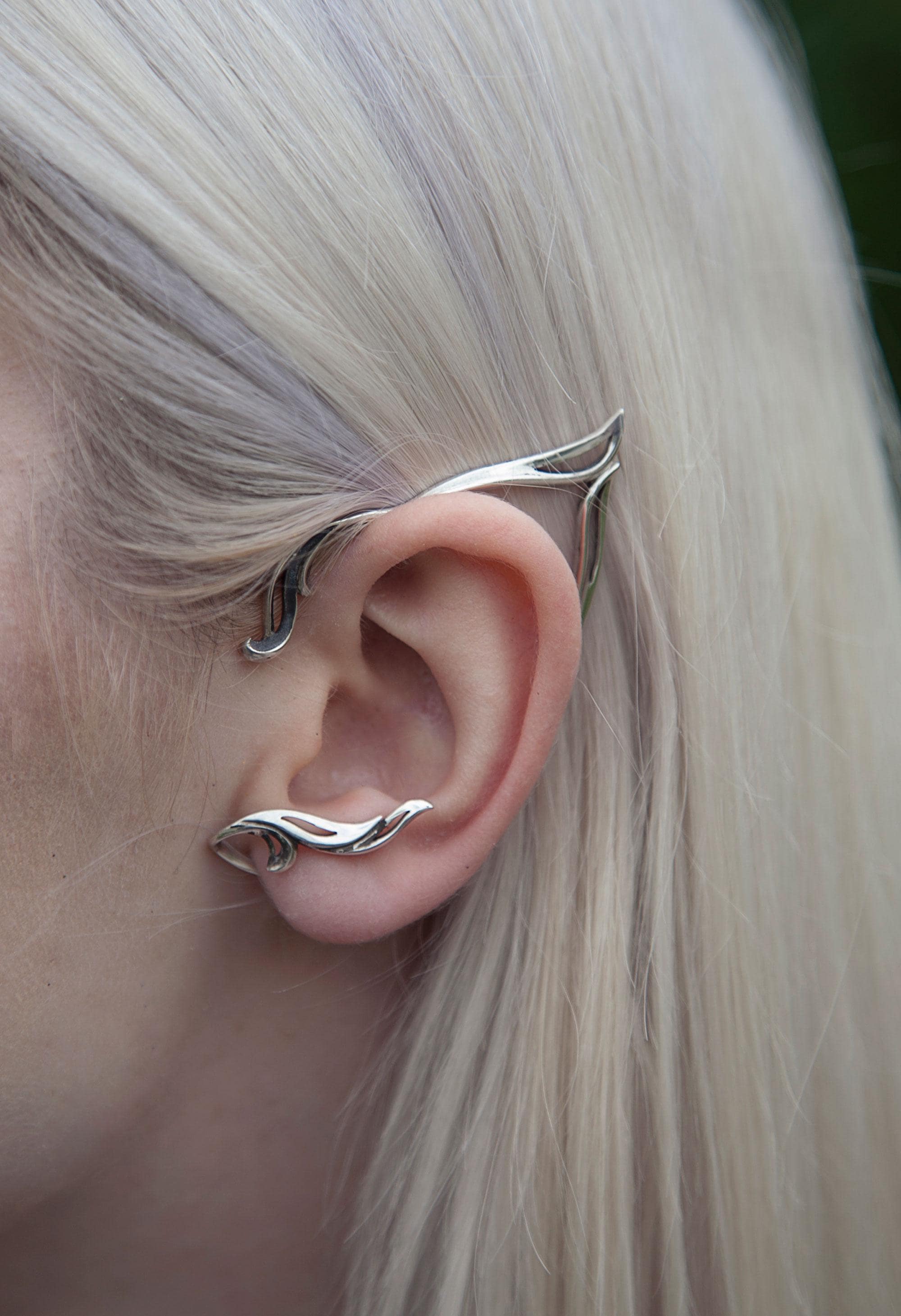 Elf Ear Cuff Silver – Elven Fantasy Cartilage Earring, Sterling Silver Jewelry for Ren Faire & Cosplay