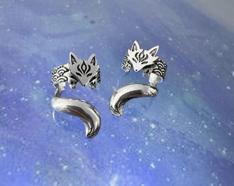 Kitsune Fox Ear Cuff Sterling Silver Cartilage Earring No Piercing