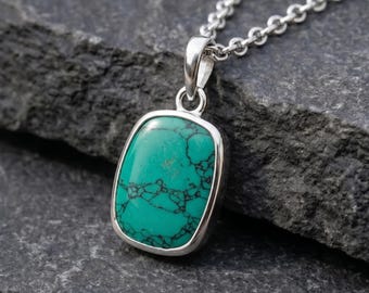 Collana da uomo con pendente turchese in argento sterling, realizzata a mano in stile vintage.