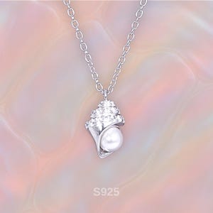 Shell Pearl Necklace in 925 Sterling Sterling Silver – Ocean-Inspired Elegance