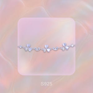 Sterling Silver Clover Bracelet: Cubic Zirconia Lucky Charm