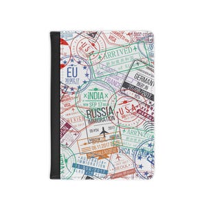 Passport Cover - Travel Stamp Design, Stylish Travel Accessory, Perfect for Frequent Flyers, Gift for Travelers, Vacation Essentials