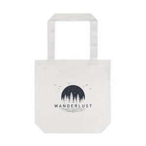 Wanderlust Cotton Tote Bag, Eco-Friendly Carry All, Beach Bag, Travel Tote, Gift for Travelers, Shopping Bag, Adventure Essentials
