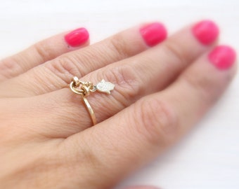 Hamsa Ring, Gold Hamsa Ring, Goldring für Frauen, Evil Eye Ring, Baumeln Ring, Gold filled Ring, Gold Charm Ring, Zierlicher Ring, Viel Glück ring