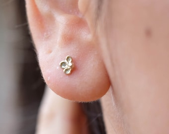 Solid gold studs, Gold stud earrings, Tiny gold earrings, 14k gold studs, Small flower studs, Boho gold studs, Helix earrings, Second hole