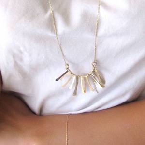Gold layered necklace, Fringe necklace, Gold filled necklace, Tassel necklace, Boho necklace, Bib necklace, Statement necklace,Long necklace