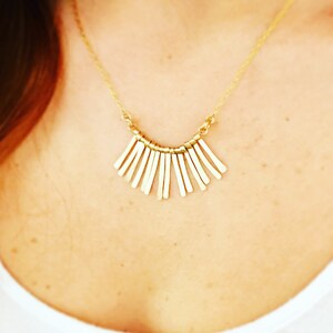 Tassel necklace, Gold necklace, Boho necklace, Layered necklace, Gold filled necklace, Fringe necklace, Trendy necklace, Bib necklace,Dangle