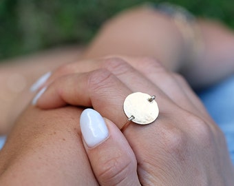 Gold ring for women, Gold filled ring, Gold boho ring, Gold disc ring, Rings for women, Gold statement ring, Hammered gold ring, Minimalist