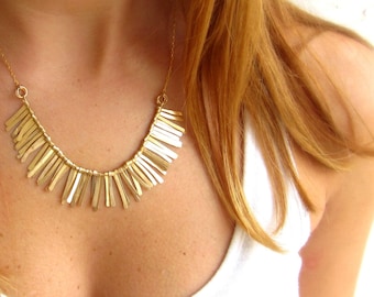 Goldkette, Lätzchen Halskette, Boho Halskette, Brauthalskette, Fransen Halskette, Statement Halskette, Goldbrautskette, Gold Lätzchen Halskette