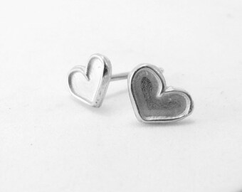 Sterling silver earrings, Silver stud earrings, Tiny earrings, Girl earrings, Heart earrings, Small silver earrings, Post earring, Girl gift