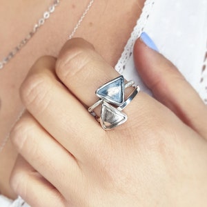 Silver rings, Ring set, Rings for women, Signet rings, Silver rings women, Statement rings, Triangle rings, Boho ring set, Stacked rings