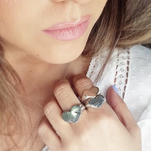 Silver signet ring, Signet ring women, Silver ring, Statement silver ring, Rings for women, Pinky ring, Chunky silver ring, Heart signet
