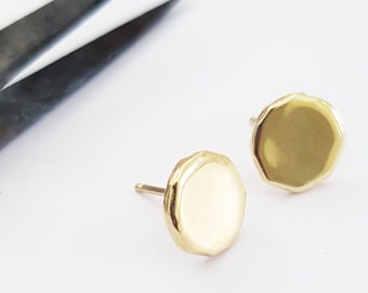 Solid gold earrings, Small post earrings, 14k gold earrings, Yellow gold posts, White gold studs, Minimalist earrings, Round earrings, Tiny
