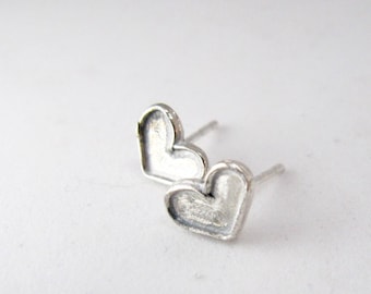 Silver stud earrings, Sterling silver earrings, Tiny earrings, Girl earrings, Heart earrings, Small silver earrings, Cute post earrings