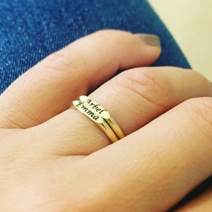 Gold rings, Ring for women, Signet rings, Stacked ring set, Personalized Ring, Name Ring, 14K gold ring, Dainty Gold ring, Solid gold ring