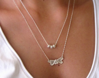 Ketting set, Zilveren kettingen, Gelaagde kettingen, Kleine kralen ketting, Boho ketting set, Gelaagde kettingen set, Gelaagde zilveren kettingen