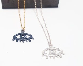 Evil eye necklace, Silver charm necklace, Pendant necklace, Silver layered necklace, Necklace for women, Protection necklace, Unique, Boho