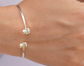 Silver bangle, Skull bracelet, Bracelet for women, Cuff bracelet, Open bangle bracelet, Boho bracelet, Stacked bracelet,Sterling silver cuff