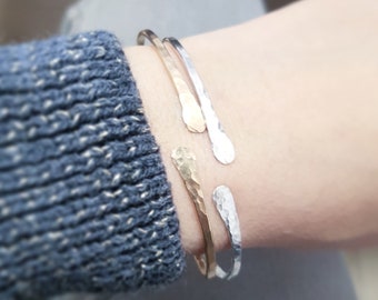 Conjunto de pulseras, Conjunto de brazaletes, Brazaletes de oro y plata, Joyas bohemias, Brazaletes de oro, Brazaletes abiertos, Brazalete relleno de oro, Brazalete de plata