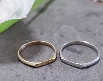 Solid gold ring, 14K Signet ring, Women signet ring, Stacked gold ring, Unique signet ring, Yellow gold ring, Pinky ring, Boho gold ring