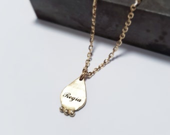 Solid gold necklace, Dainty gold necklace, Name necklace, 14k yellow gold necklace, Custom gold necklace, Boho necklace, Layered, Pendant