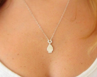 Collar de plata delicado, Collar minimalista, Collar en capas, Collar de plata de ley, Collar de la India, Collar étnico, Lágrima, Boho