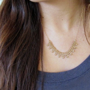 Gold Halskette, Halskette für Frauen, Statement Halskette, Boho Halskette, Bib Halskette, Gold Boho Halskette, Gold gefüllt Halskette,