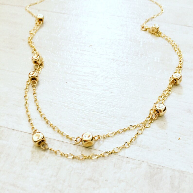 Gold filled necklace, Necklace for women, Long necklace, Multi-strand necklace, Nugget necklace, shops Gold boho necklace, Dainty gold necklace